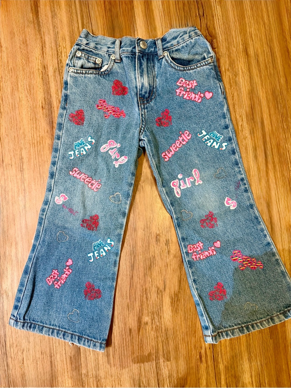 Vintage KRU Jeans Size 3t Y2K 100% Cotton WitFactory Appliqué Colorful Graphics